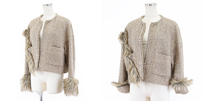 Chanel Tweed Collarless Jacket Gold Classic Flap Tote