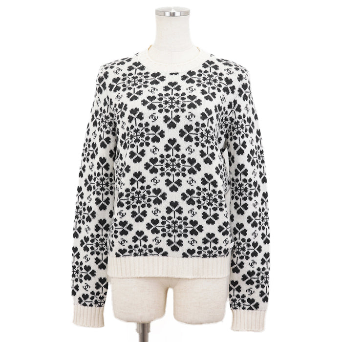 Chanel Cashmere Sweater, Heart Clover Pattern, Round Neck, Size 36 Classic Flap Tote
