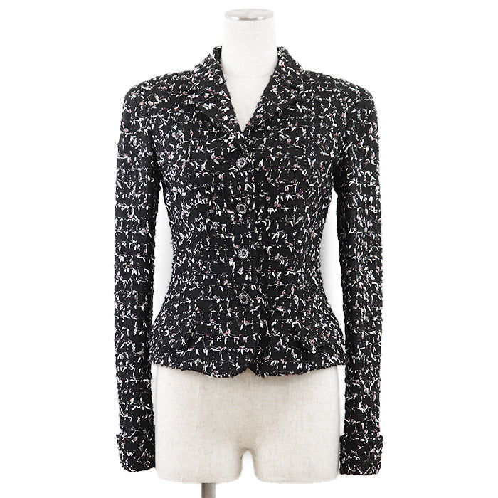 Chanel Tweed Jacket Wool Blend Black Multicolor Classic Flap Tote