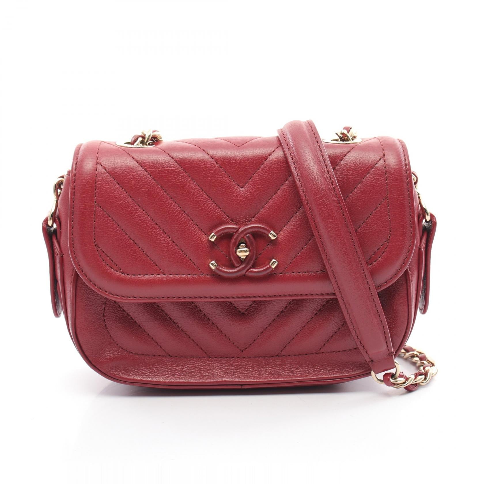 Chanel V-stitch Chevron Leather Shoulder Bag Classic Flap