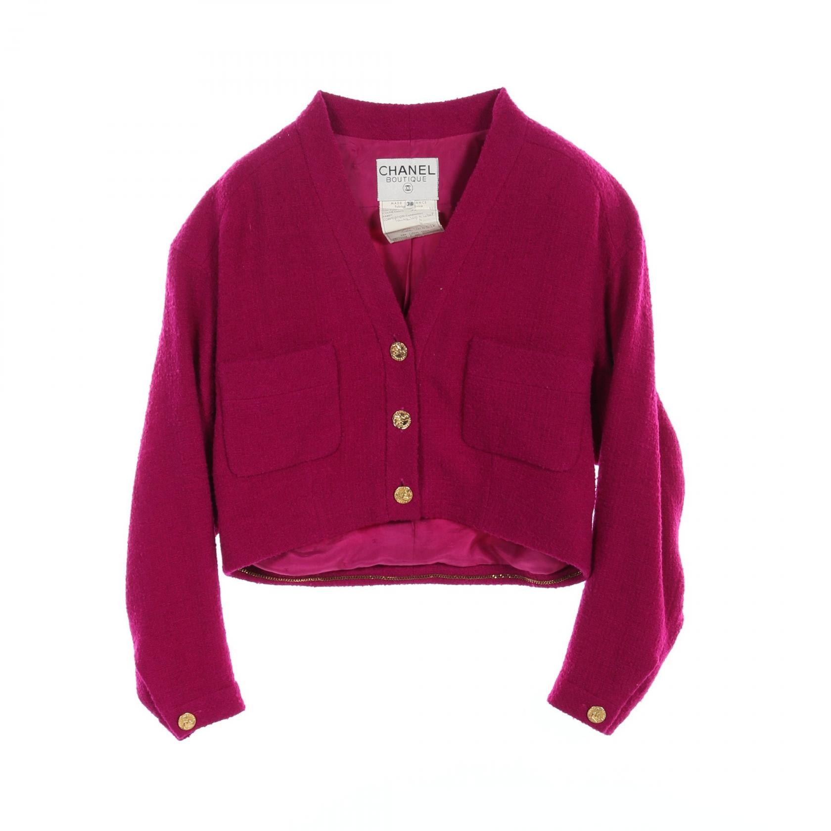 Chanel Wool Collarless Jacket Handbag