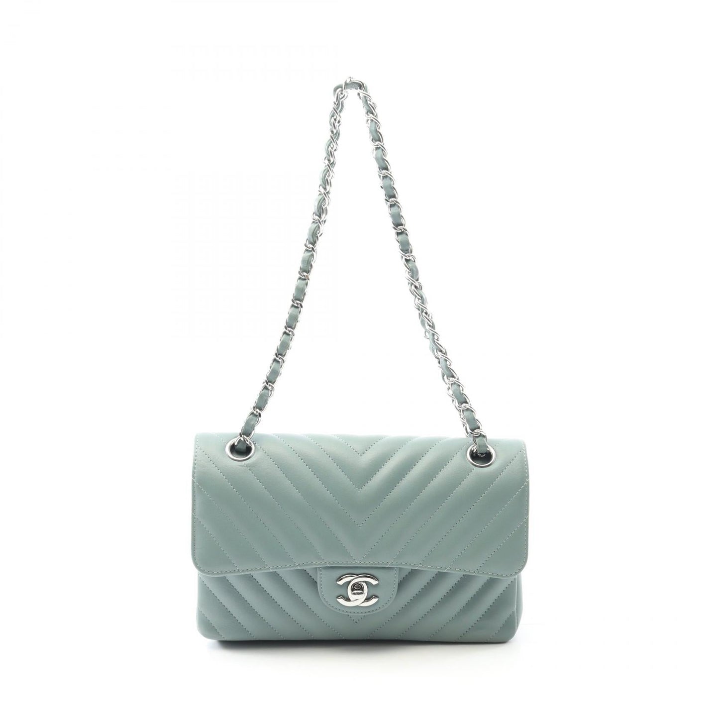 Chanel Chevron V Stitch W Flap Lambskin Shoulder Bag