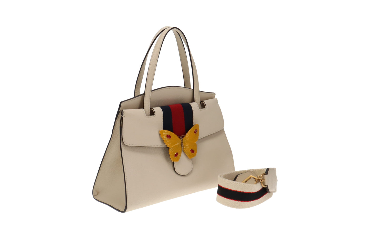 Gucci Butterfly Ivory Leather Tote