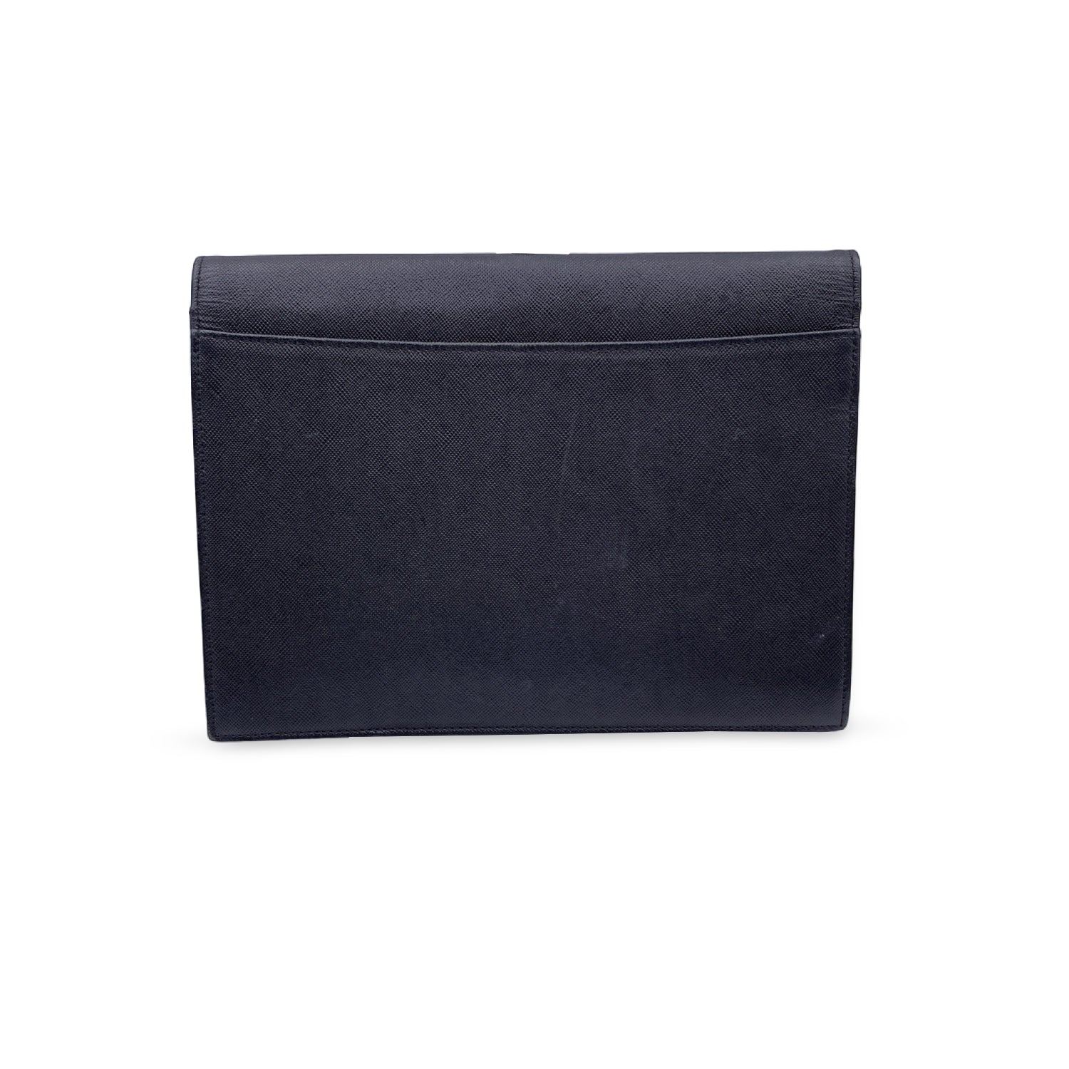 Yves Saint Laurent Black Leather YSL Logo Clutch Bag