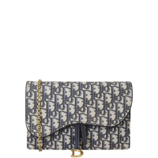 Dior Saddle Pouch Wallet on Chain Oblique