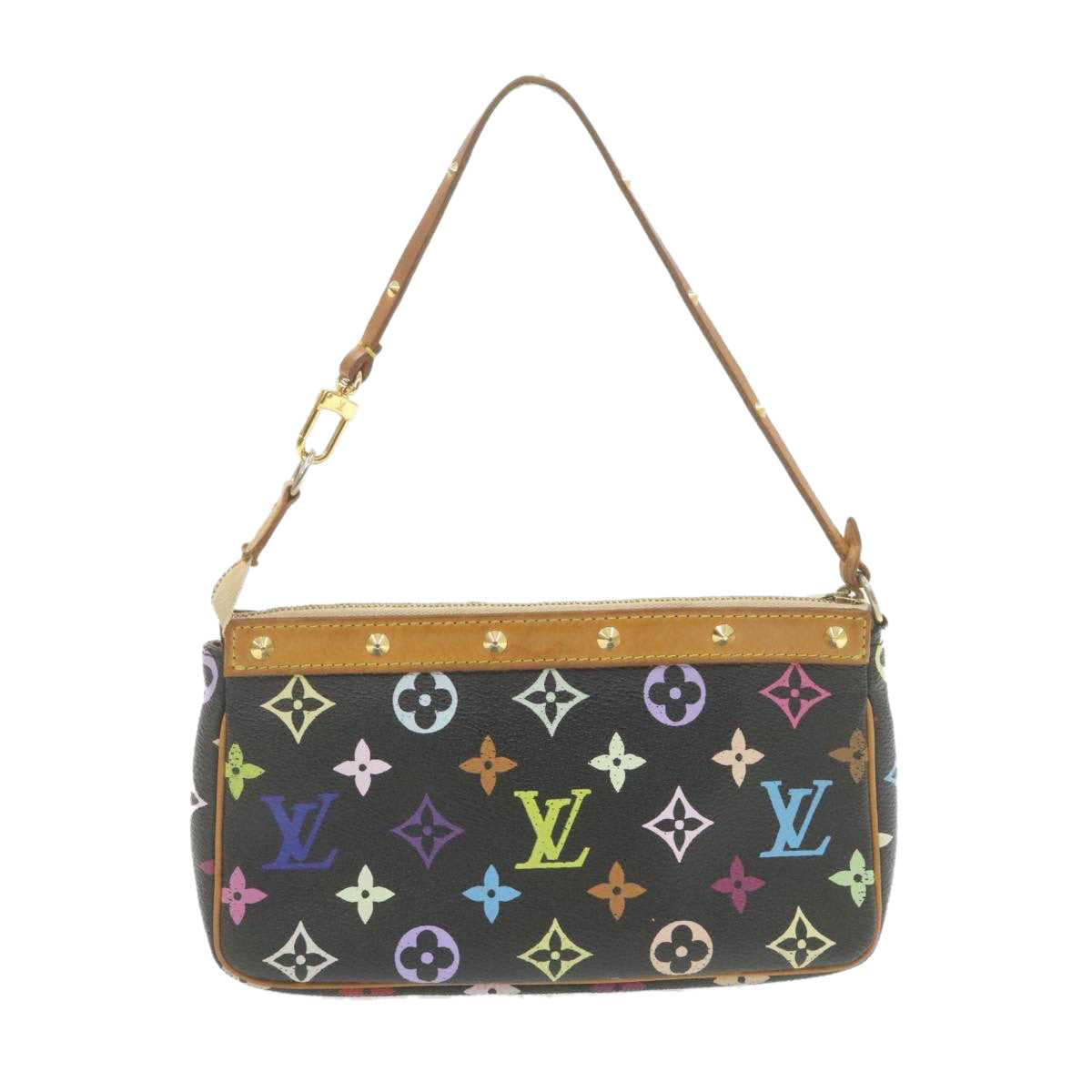 LOUIS VUITTON Multicolor Pochette Accessoires Pouch Black LV Auth Clutch
