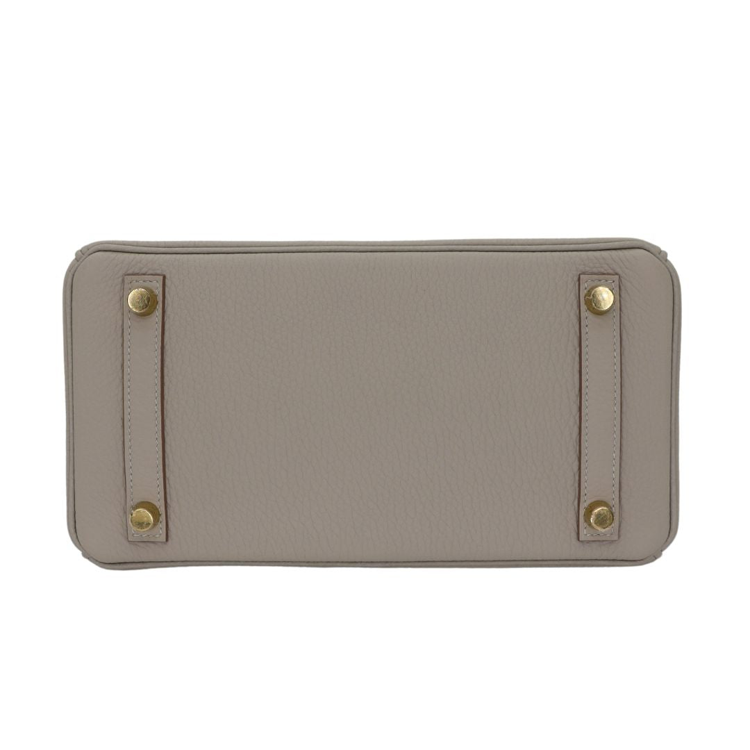 Hermes25cm Birkin Touch Gris Perle Togo/ Matte Alligator Gold Hardware