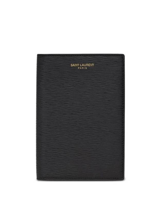Luxury Saint Laurent Trending 2026 Logo Print Leather Card Wallet Black