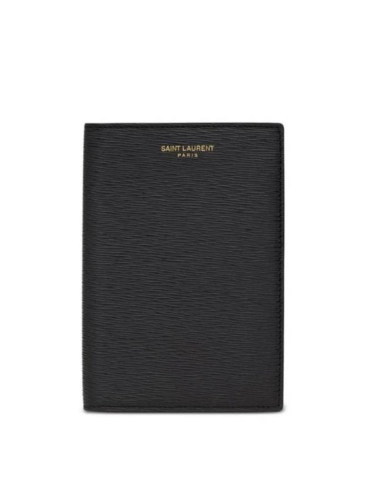 Luxury Saint Laurent Trending 2026 Logo Print Leather Card Wallet Black