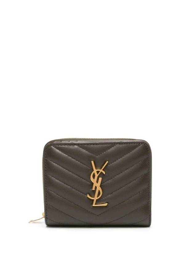 Luxury Saint Laurent Trending 2026 Cassandra Quilting Around Half Wallet Light Musk