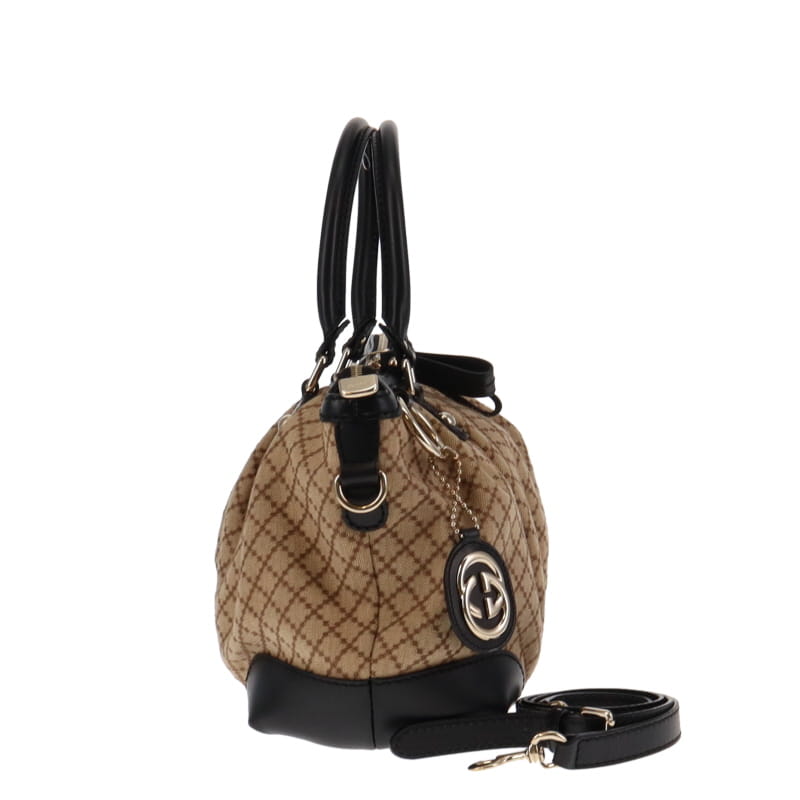 Gucci Sukey Black Leather Canvas Tote