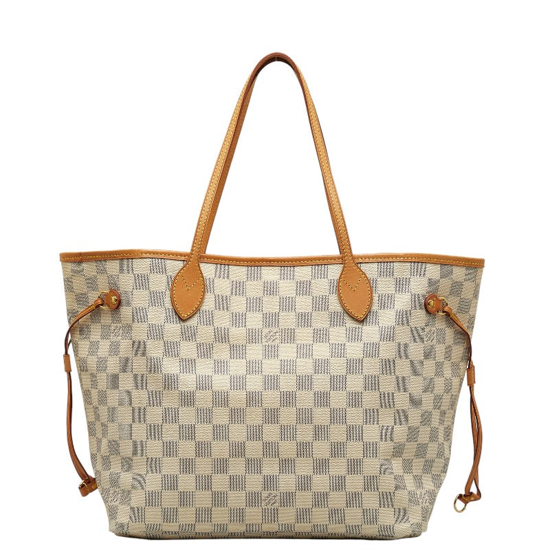 Louis Vuitton Damier Azur Neverfull MM Tote Bag White