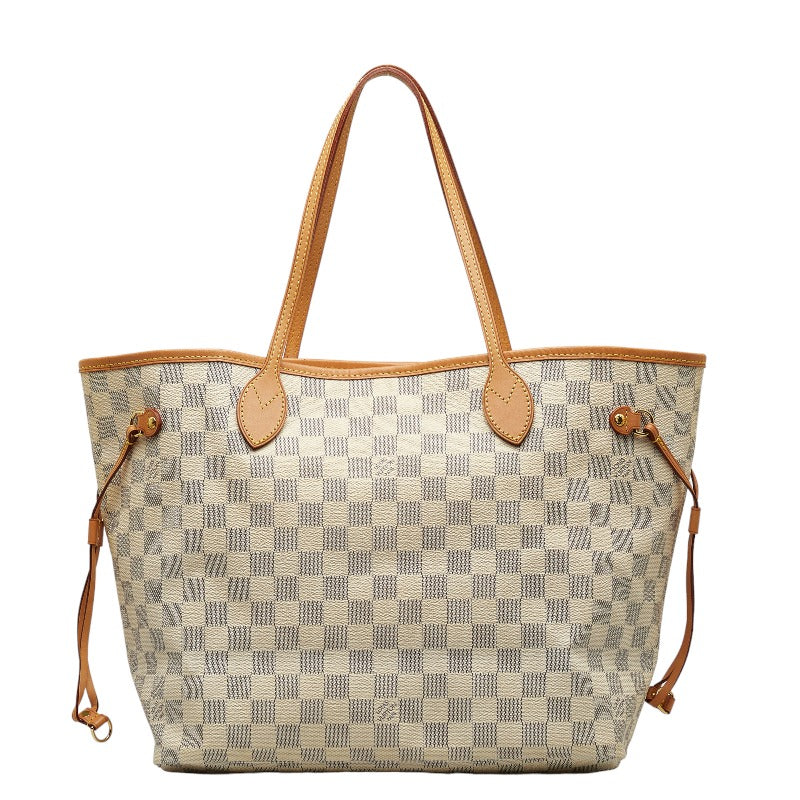 Louis Vuitton Damier Azur Neverfull MM Tote Bag White