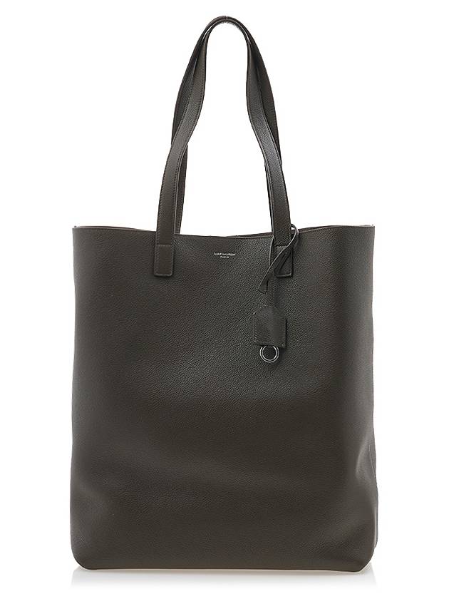 Luxury Saint Laurent Trending 2025 Bold Shopping Bag In Grained Leather Dark Khaki