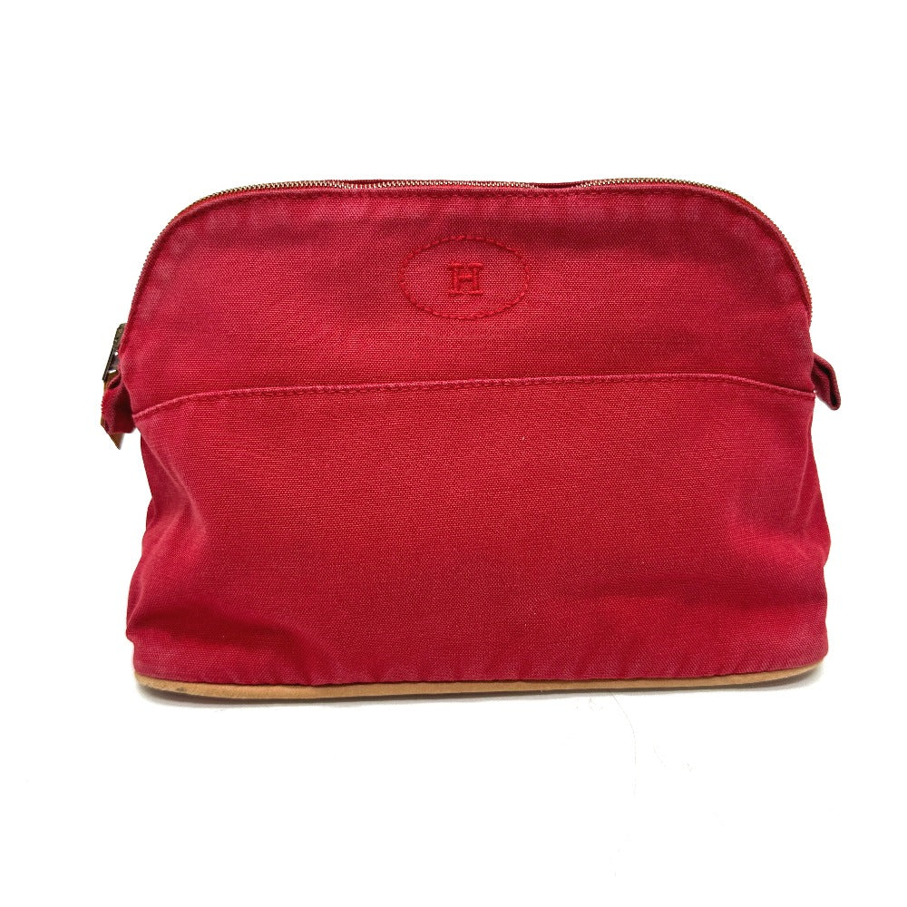 HERMES Pouch canvas Red Bored pouch 25