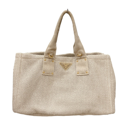 PRADA Tote Bag canvas beige bag canvas Canapa Women