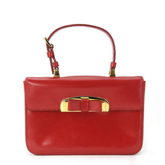 PRADA Handbag Calfskin Red