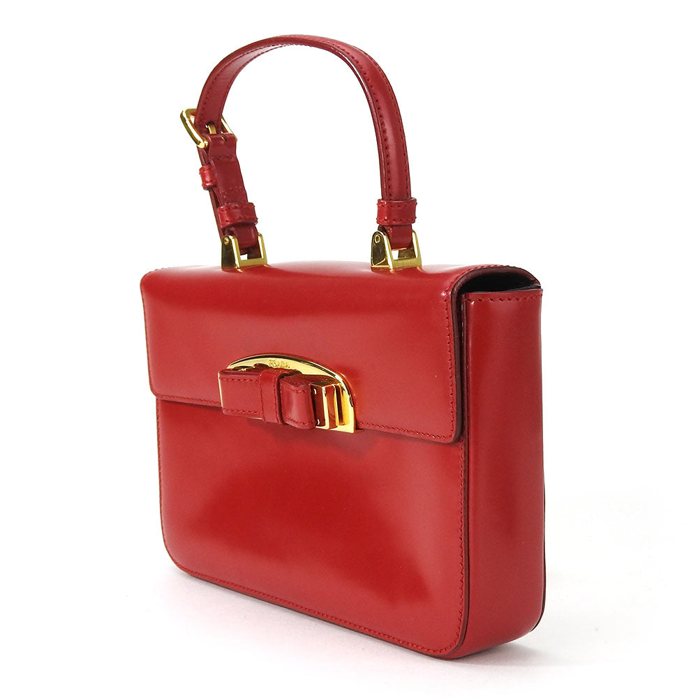 PRADA Handbag Calfskin Red