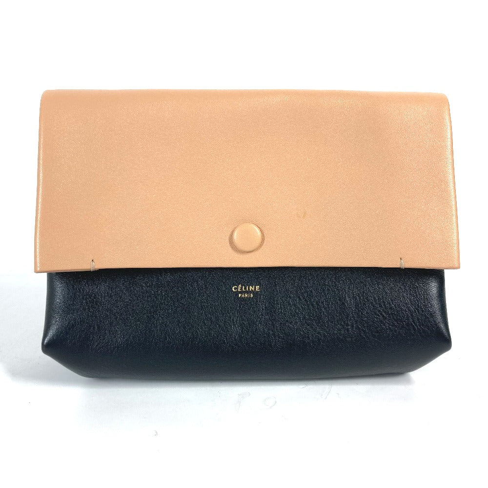 CELINE Pouch leather beige clutch bag Phoebe Philo Pouch Women