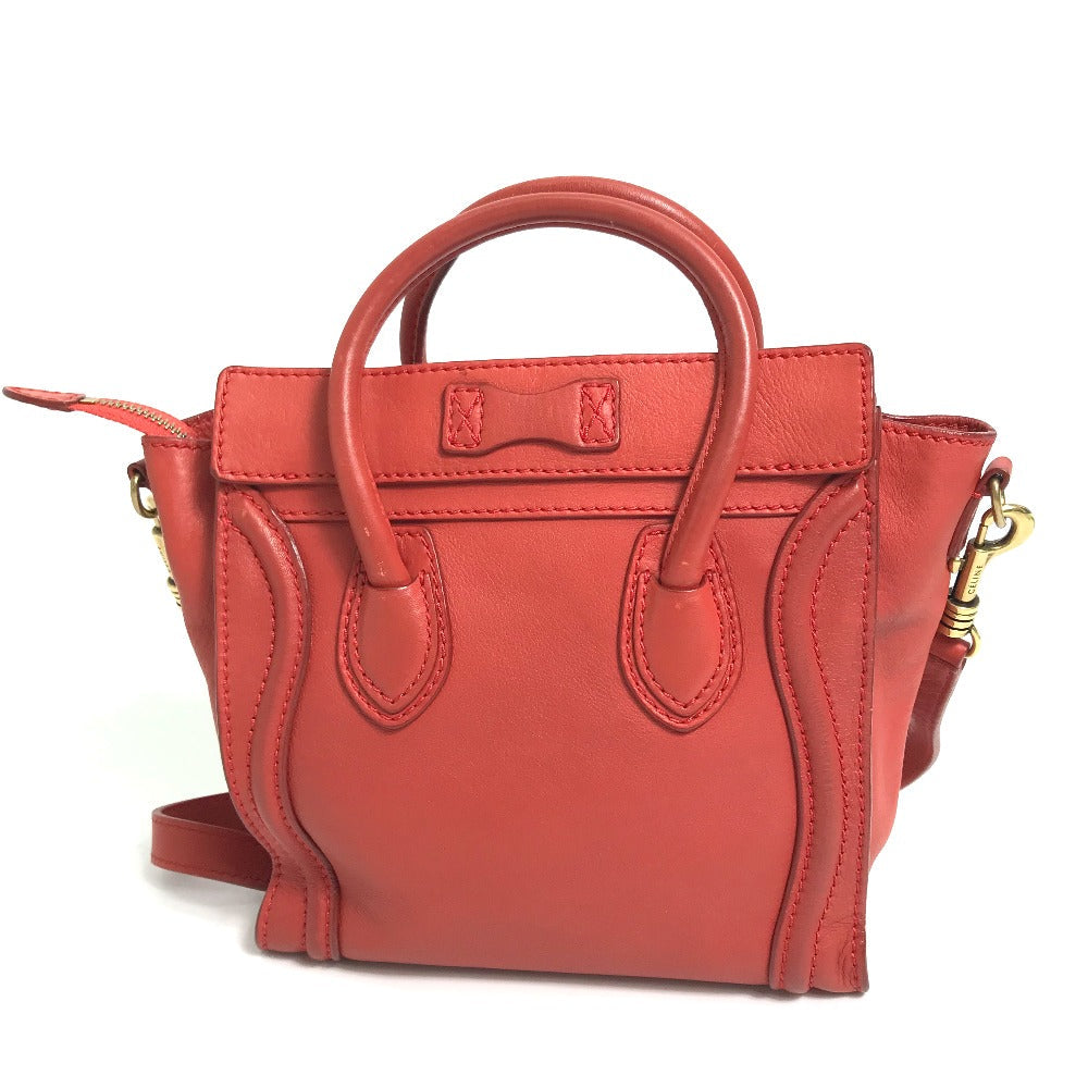 CELINE Handbag leather Red Nano Shopper Luggage Women Secondhand