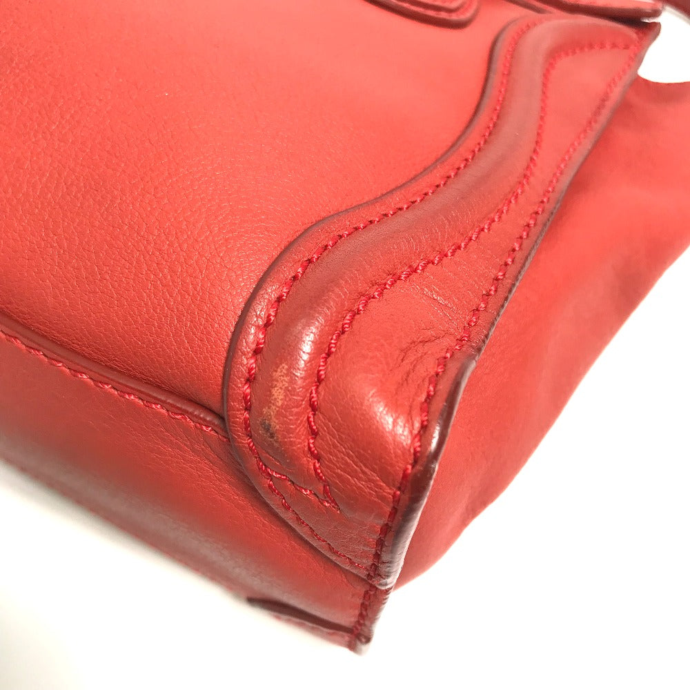 CELINE Handbag leather Red Nano Shopper Luggage Women Secondhand