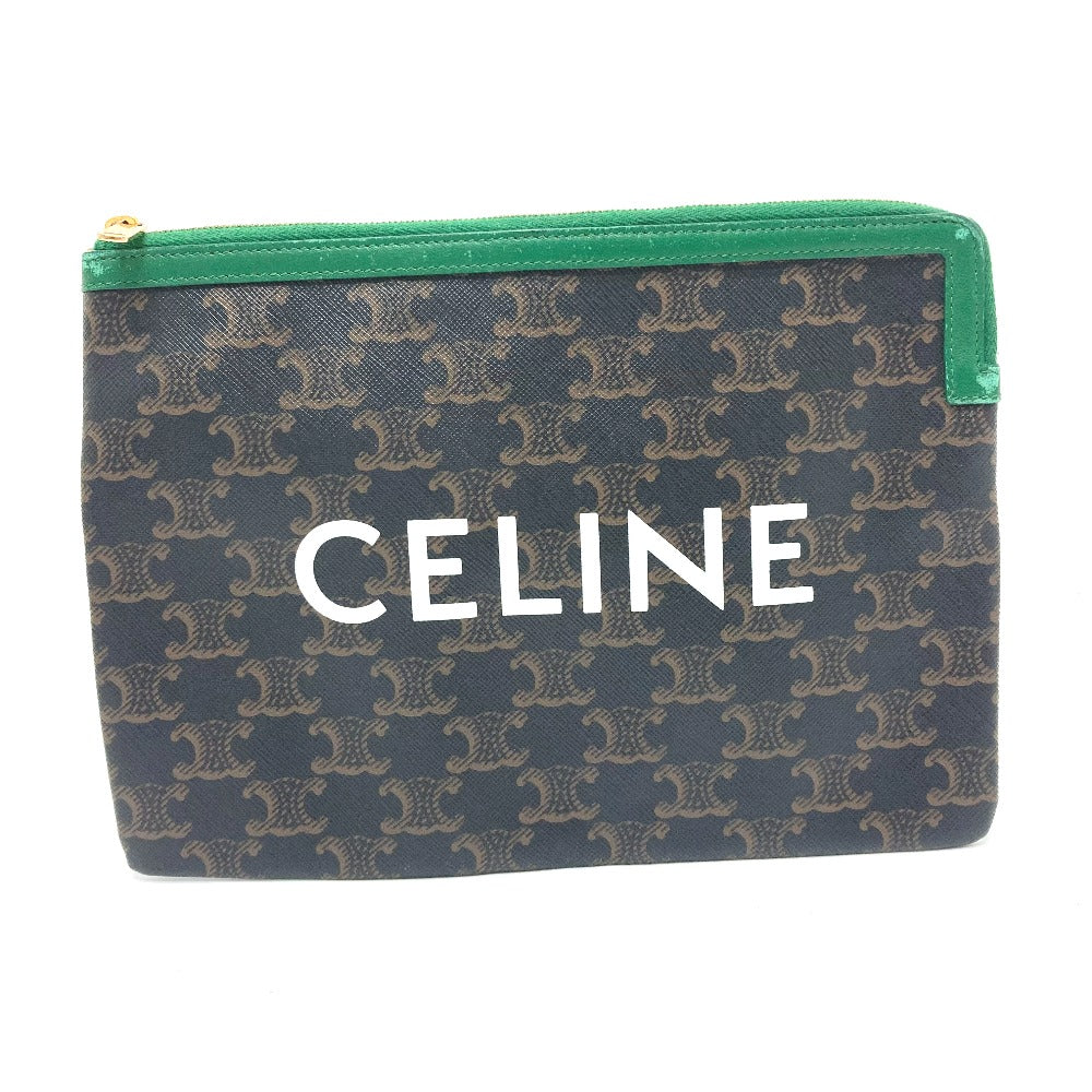CELINE Clutch bag leather Brown triomphe logo mens Secondhand