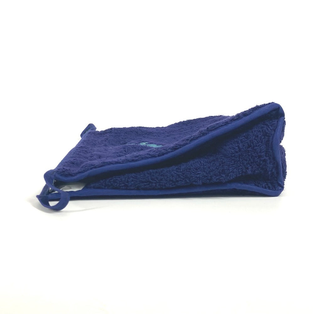 HERMES Pouch pile Navy Horse print pile beach pouch logo clutch bag Women