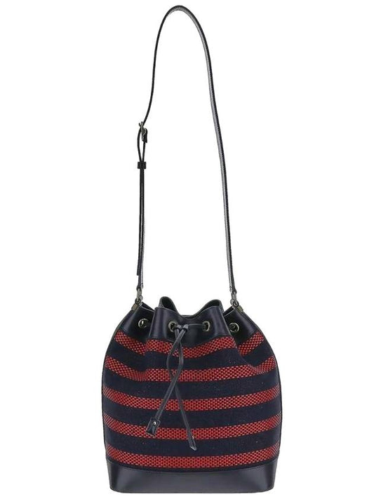 Luxury Saint Laurent Trending 2025 Canvas Braided Leather Bucket Bag Marine