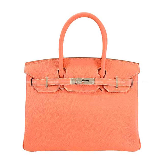 HERMES Handbag Birkin30 Crevette Taurillon Clemence Silver HW Stamp □Q