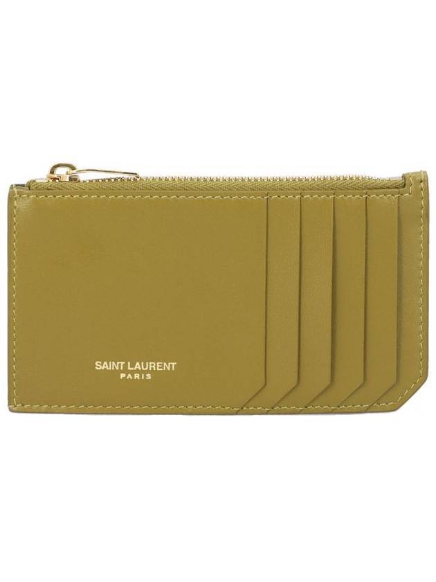 Luxury Saint Laurent Trending 2026 Monogram Fragment Card Wallet Green