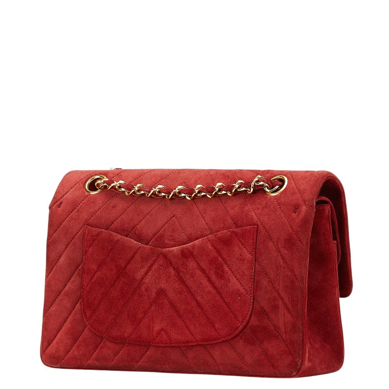 Chanel Double Flap V Stitch Suede Shoulder Bag Classic Flap