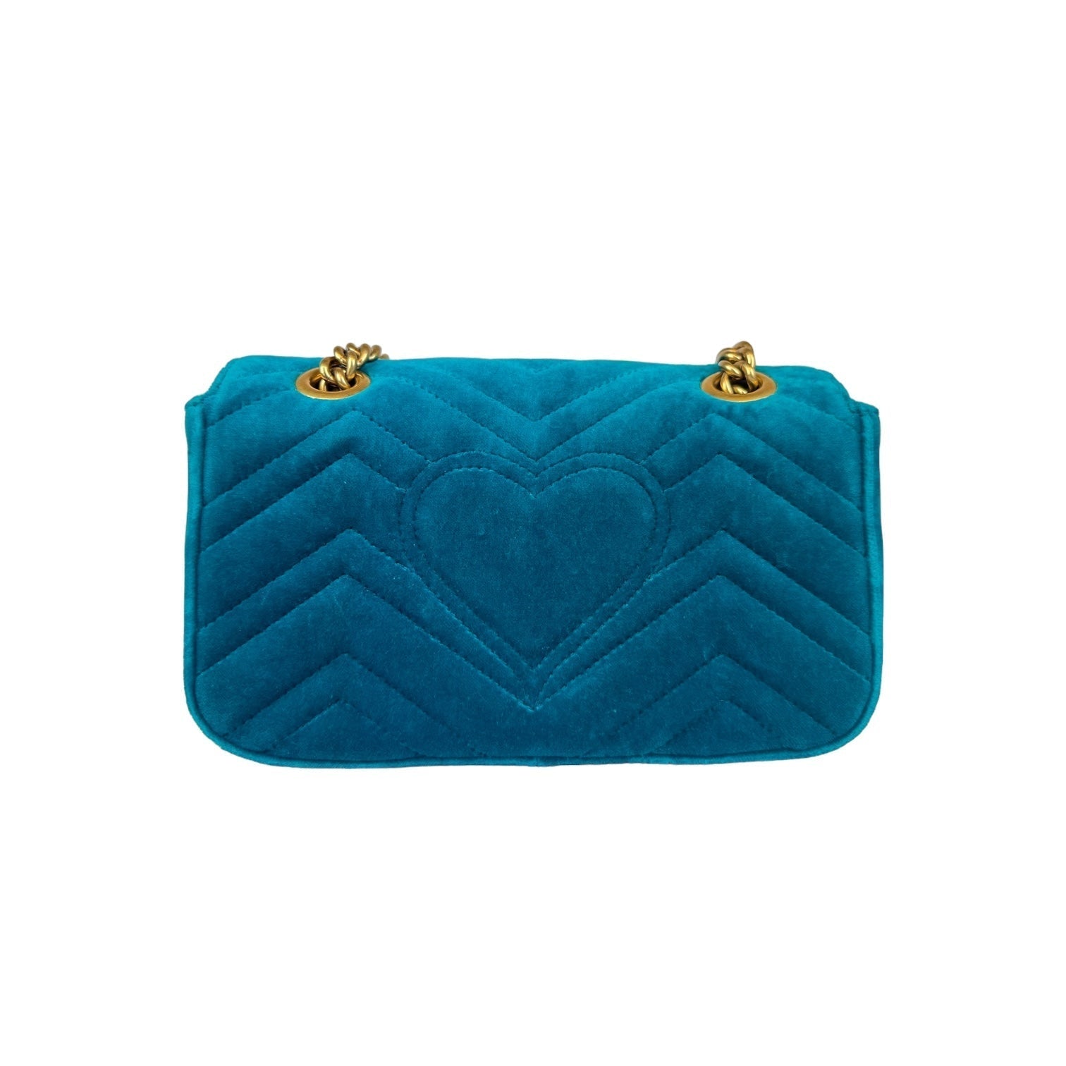 Gucci GG Marmont Blue Leather Chain Crossbody