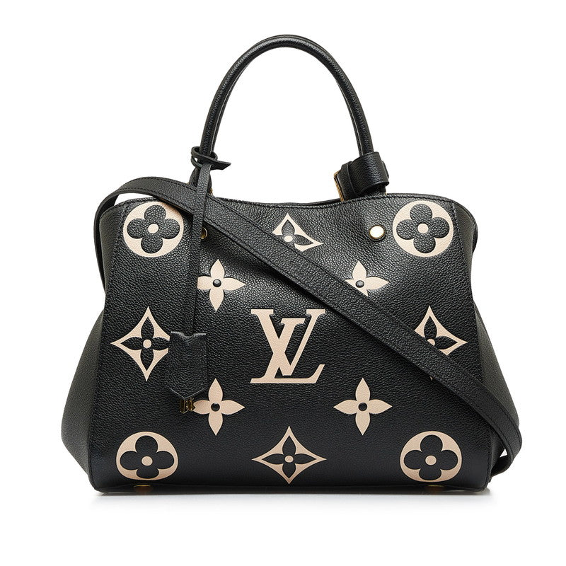 Louis Vuitton Monogram Amplant Montaigne MM Handbag Shoulder Bag 2WAY Noir Black Carf Leather Louis Vuitton
