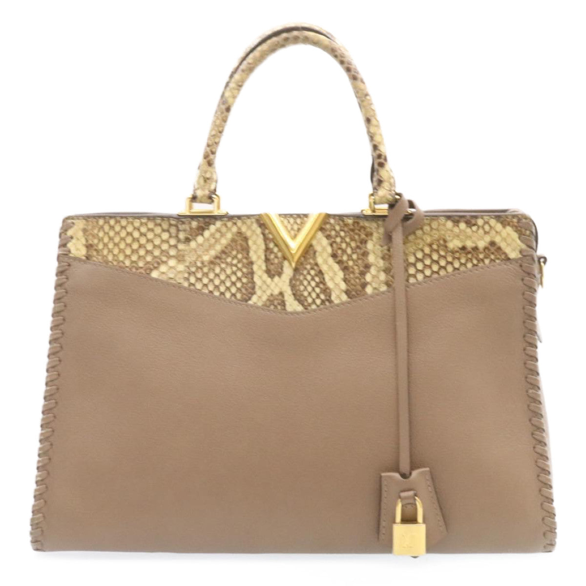 LOUIS VUITTON Very Zip Tote Hand Bag Leather Snake Skin LV 24504A