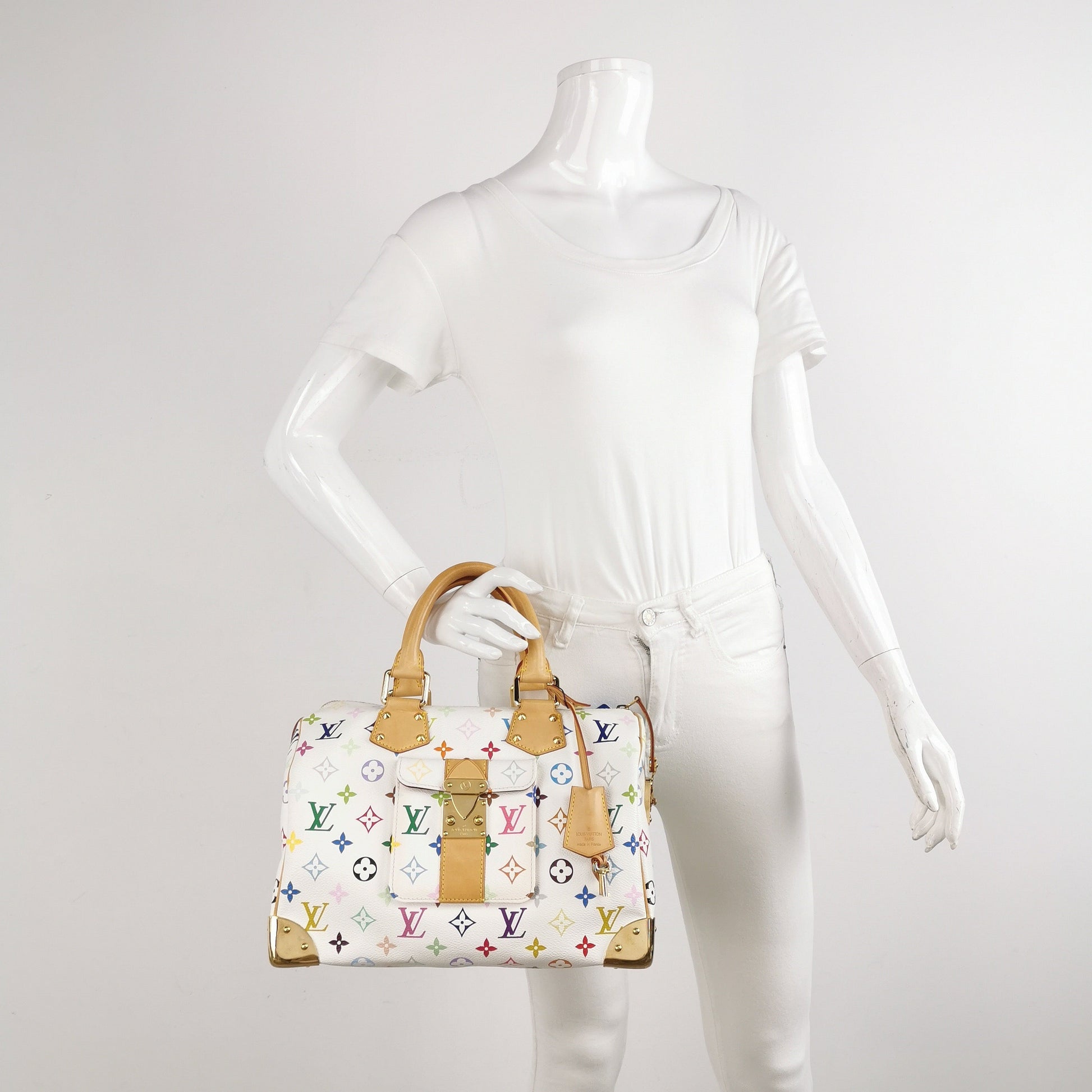 Louis Vuitton x Takashi Murakami Speedy 30 Lock White Multicolor