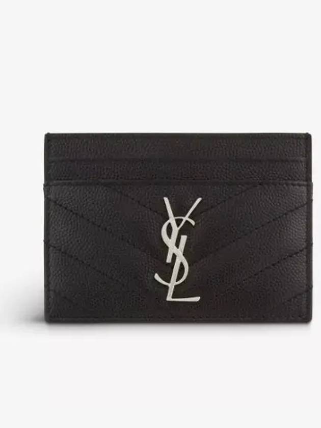 Luxury Saint Laurent Trending 2026 Cassandre Matelasse Card Case In Grain De Poudre Embossed Leather Black