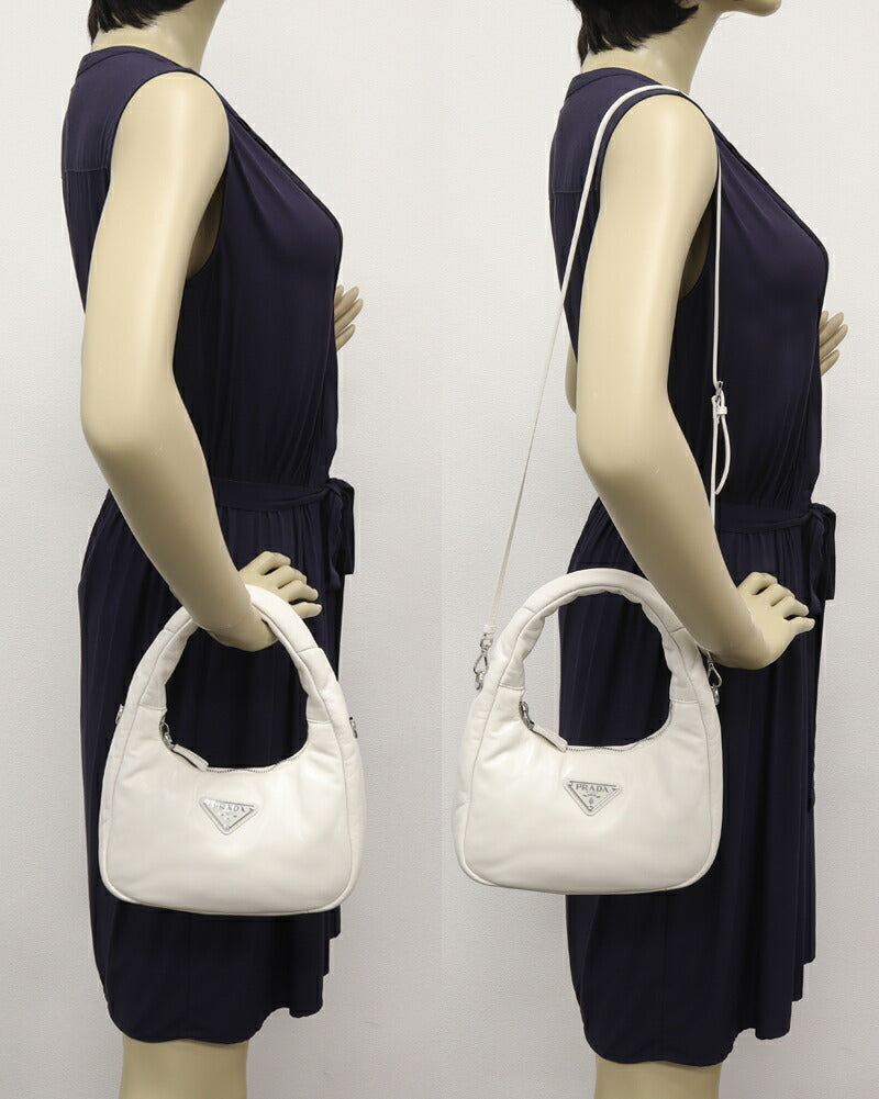 Prada Nappa Calf Leather 2way Bag Ivory