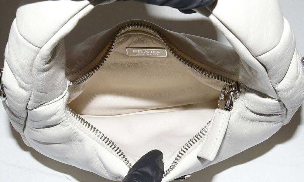 Prada Nappa Calf Leather 2way Bag Ivory