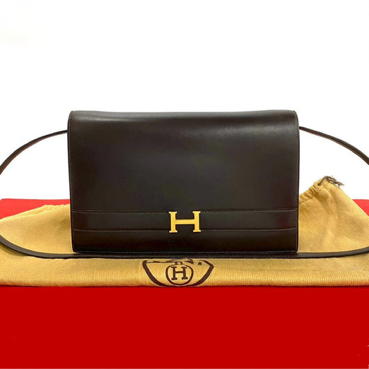 HERMES Shoulder Bag Box scarf Brown Annie