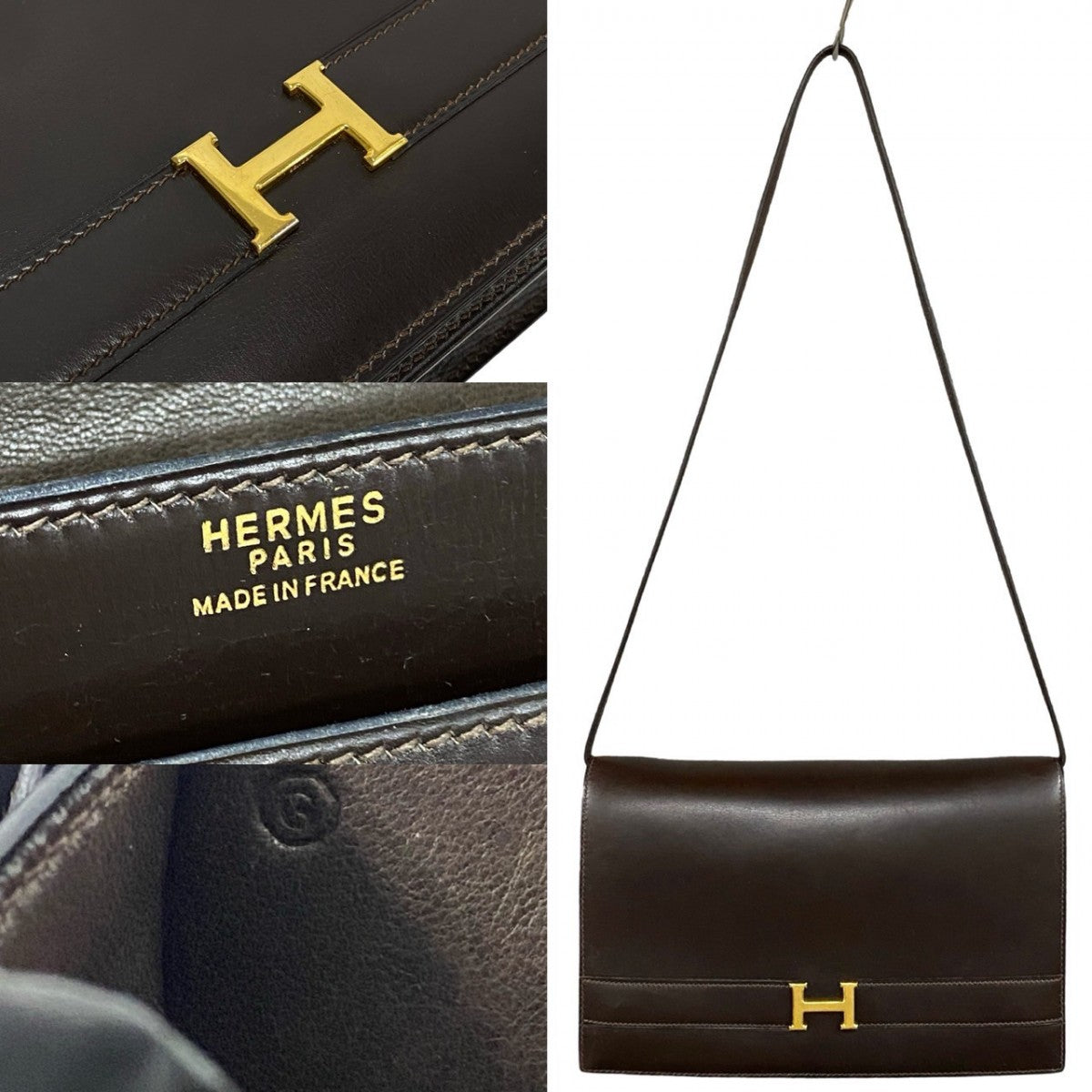 HERMES Shoulder Bag Box scarf Brown Annie