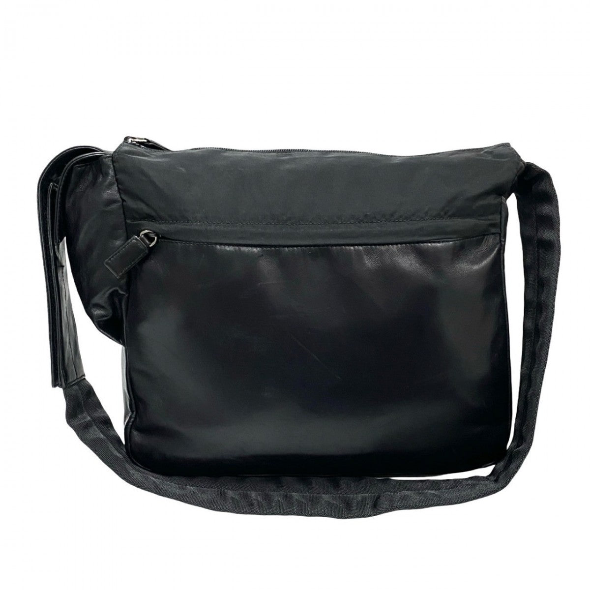 PRADA Shoulder Bag leather black logo mens