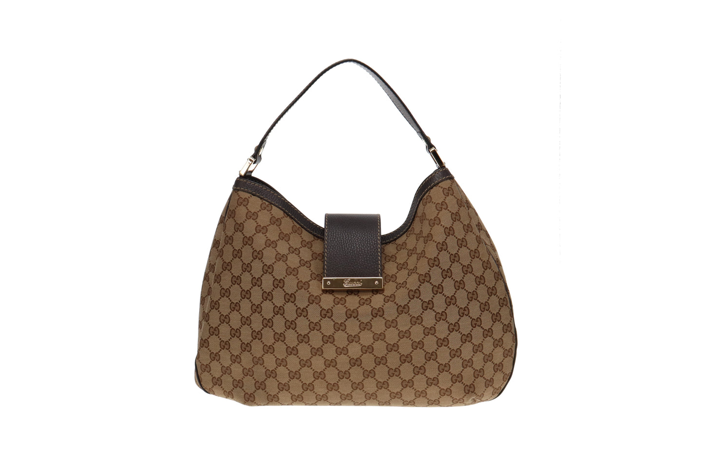 Gucci Brown Leather Canvas Shoulder Bag Style 3