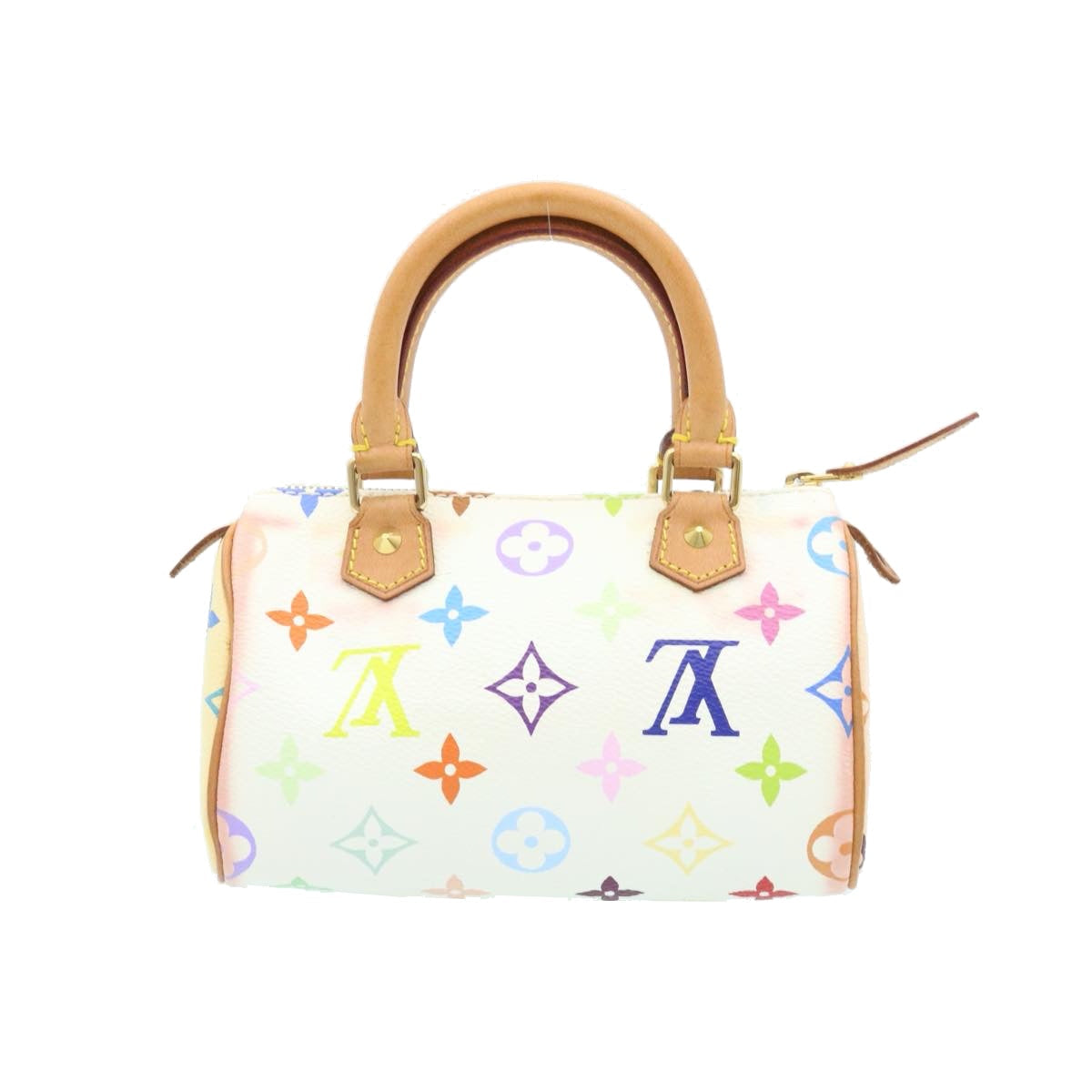 Louis Vuitton Monogram Multicolor Mini Hand Bag White Auth