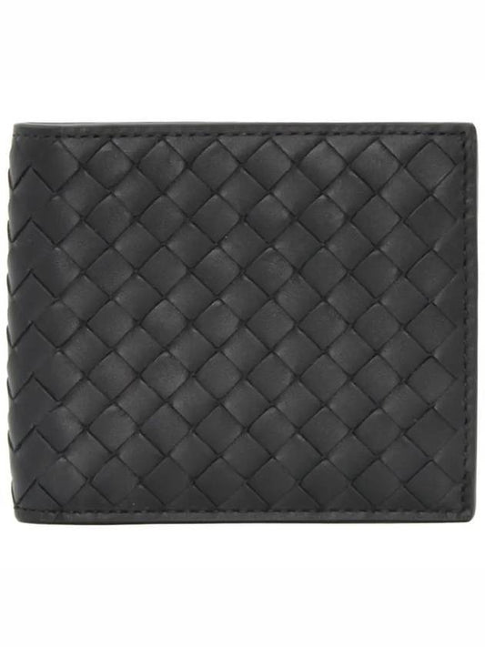 Luxury Bottega Veneta Intrecciato Weaving Half Wallet Black