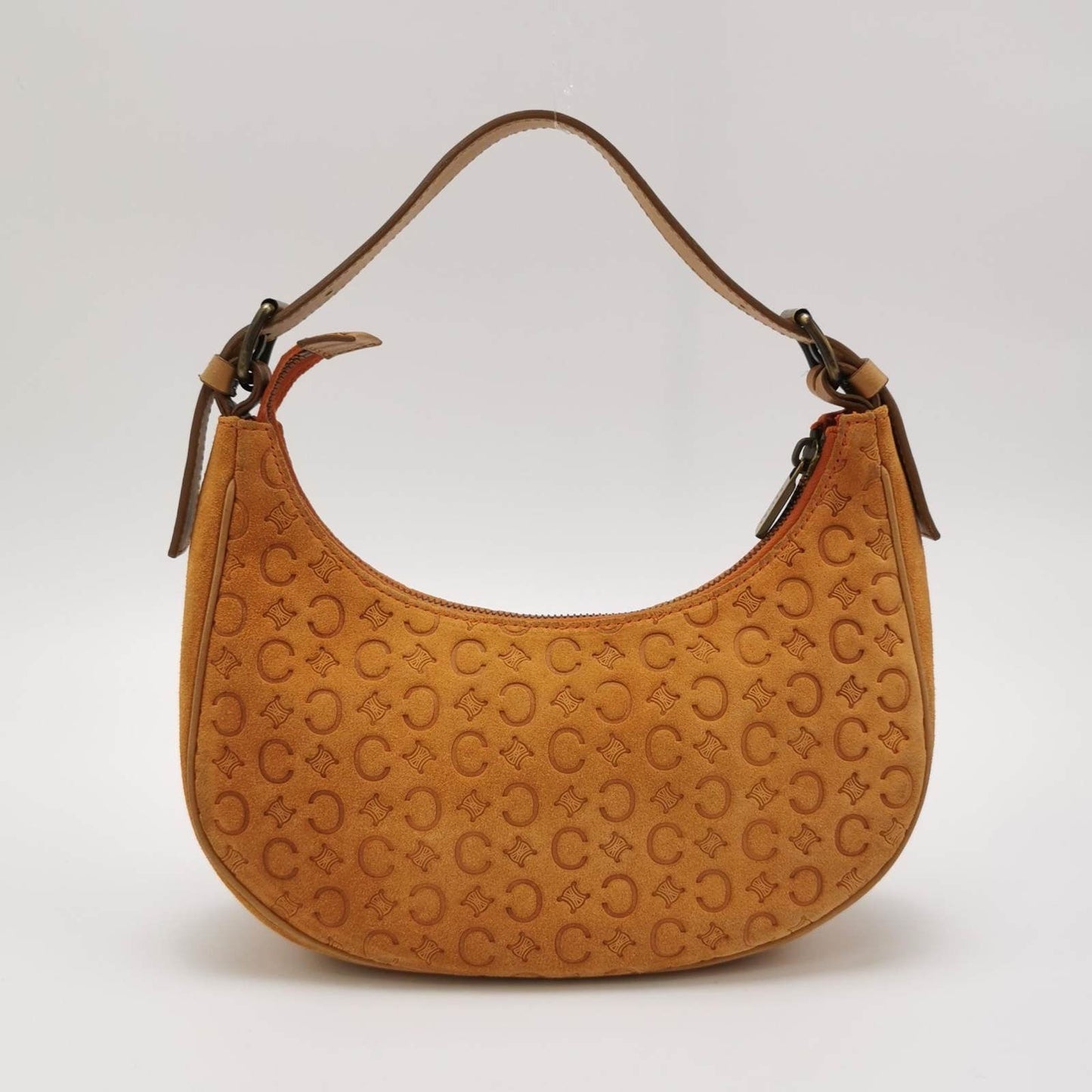 Celine Ava Hobo Pumpkin Caramel Brown Suede Leather Shoulder Bag