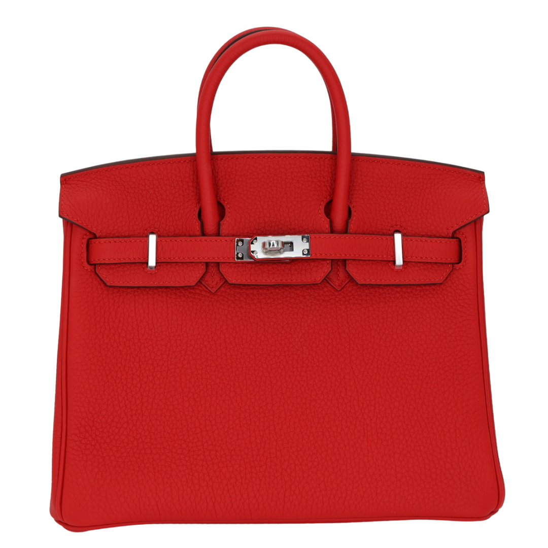 Hermes25cm Birkin Rouge Radieux Togo Leather Palladium Hardware