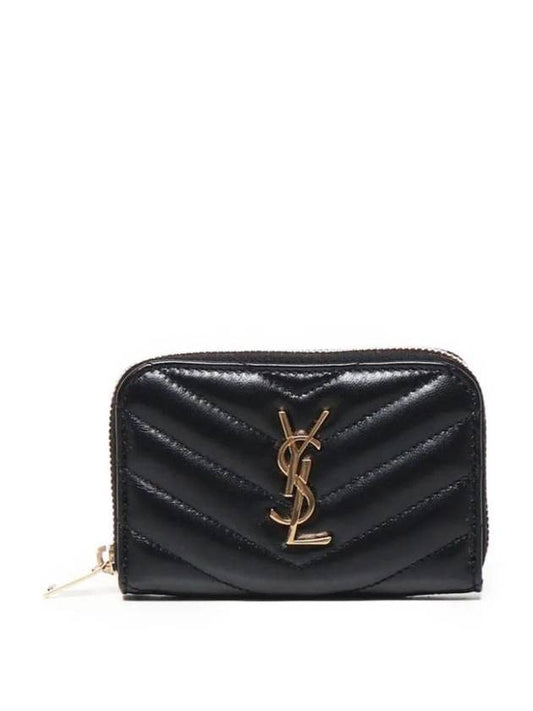 Luxury Saint Laurent Trending 2026 Cassandra Leather Card Wallet Black