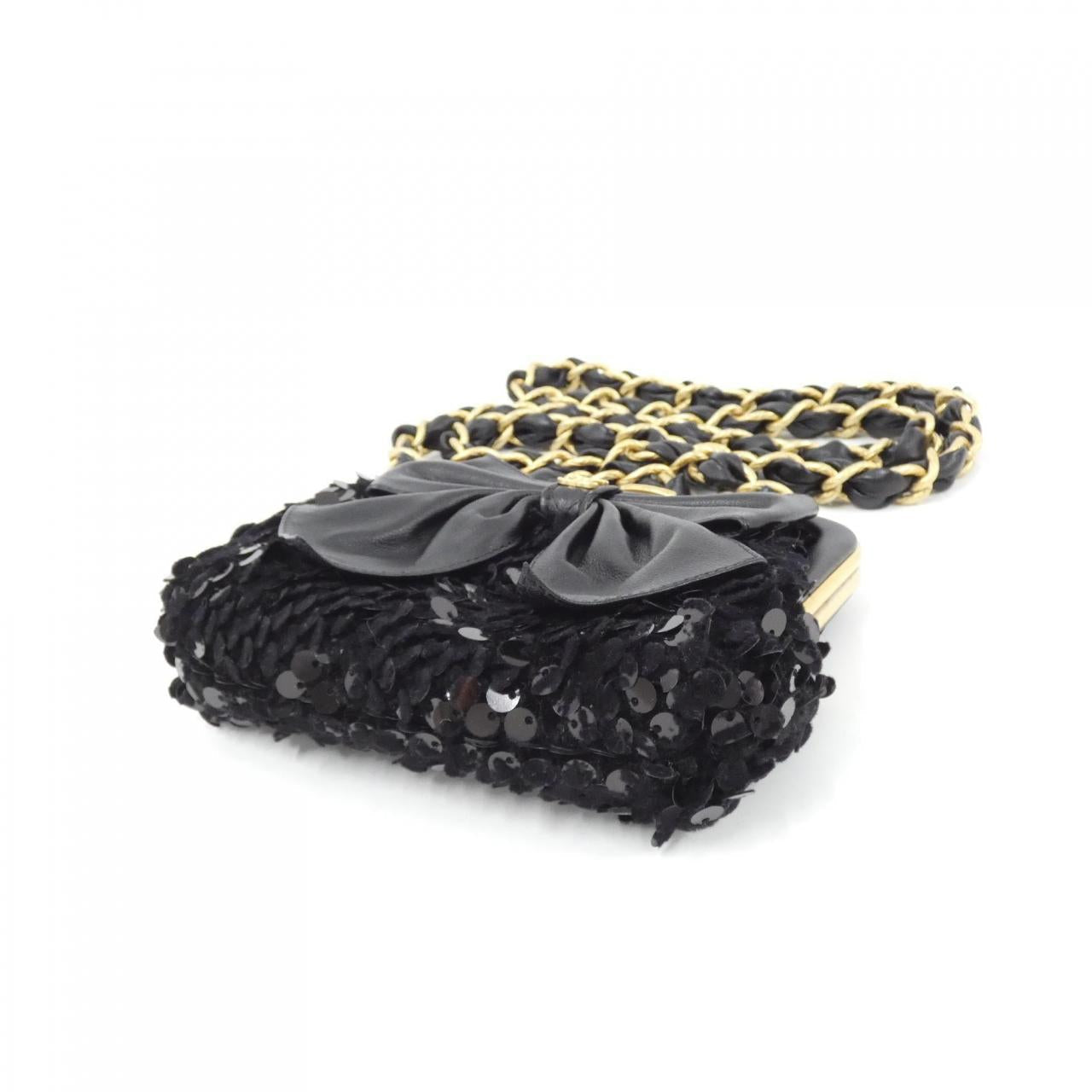 Chanel Tweed Spangle Chain Clutch
