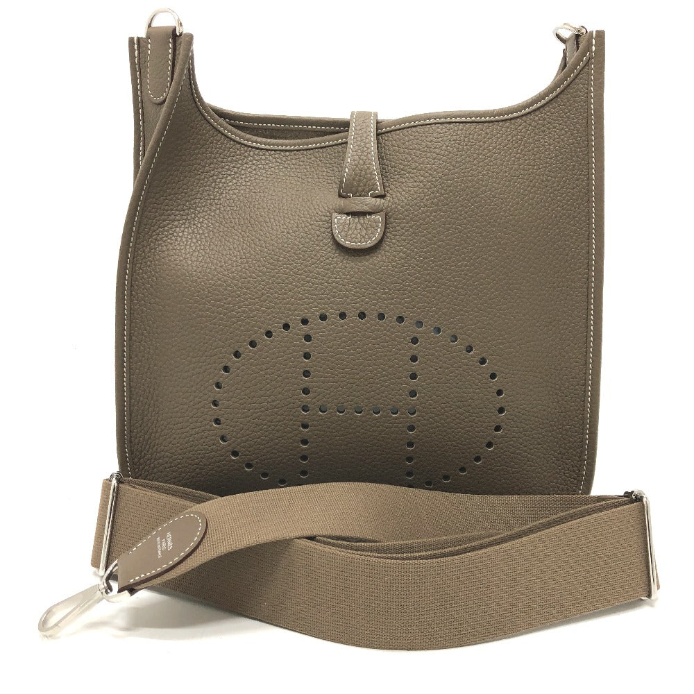 HERMES Shoulder Bag Taurillon Clemence Brown Evelyn 3PM Trois Women