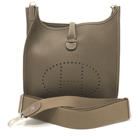 HERMES Shoulder Bag Taurillon Clemence Brown Evelyn 3PM Trois Women